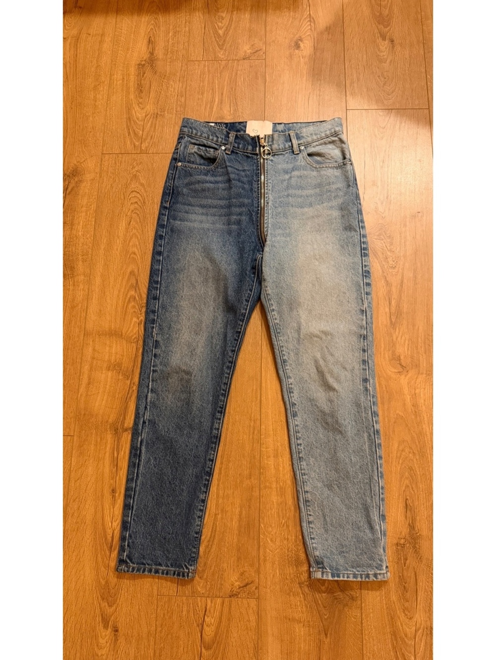 REVICE Yin Yang Crop Jeans Womens 29 Two Tone Front Back Zip